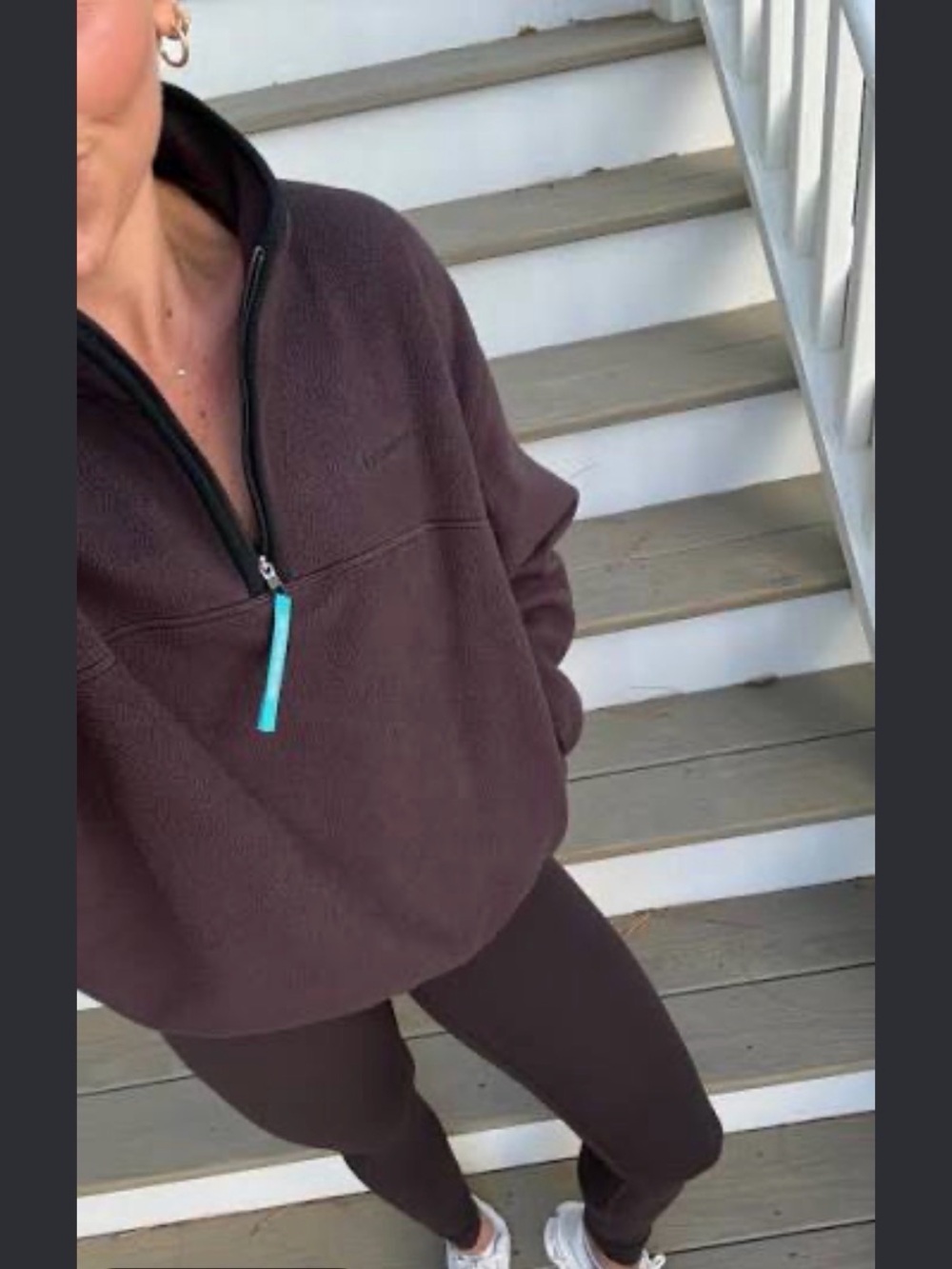 lululemon athletica Dark Brown -ZipFleece with Blue Zipper Pull